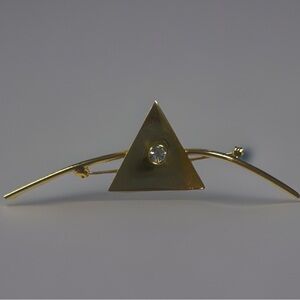 Elegant Gold Triangle Brooch 70s 80s